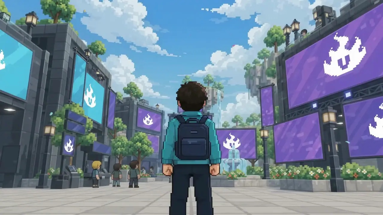 The walkway is brushed away as clouds drift in, onto a visitor looking up at the halls